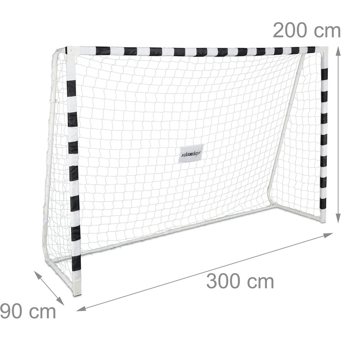 Футбольні ворота XXL 200x300x90 см, металеві, біло-чорні