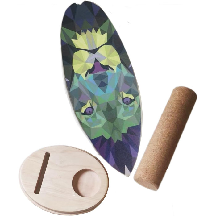 Балансборд для дому Balance Board Surf Style з роликом для тренування балансу, стабільності та зміцнення м'язів кора, спортивний тренажер для серфінгу та фітнесу (Лев)