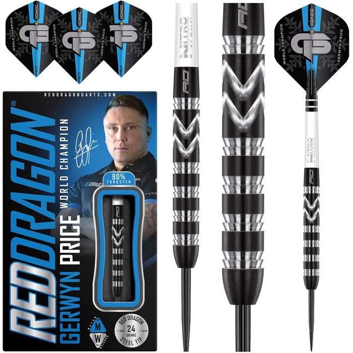 RED DRAGON Gerwyn Price Iceman Спеціальна серія вольфрамових дротиків для дартсу з крилами та стержнями, чемпіонська модель