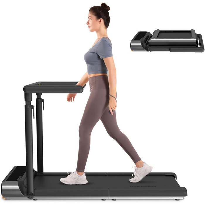Бігова доріжка WalkingPad R3 Hybrid+ для дому, складана, 1-12 км/год, з дистанційним керуванням, LED-дисплеєм, тримачем для планшета, ультратиха, подвійна амортизація, підключення Apple Watch, не потребує збирання