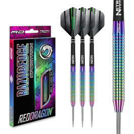 Дротики RED Dragon Razor Edge Series вольфрамові професійні сталеві з оперенням і стрижнями