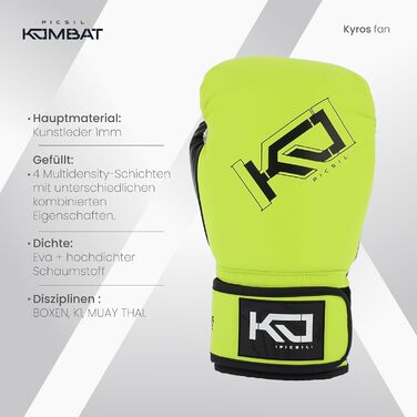 Боксерські рукавички Picsil Kombat Kyros 14oz Citrus для тренувань і змагань Muay Thai, MMA, кікбоксингу, унісекс