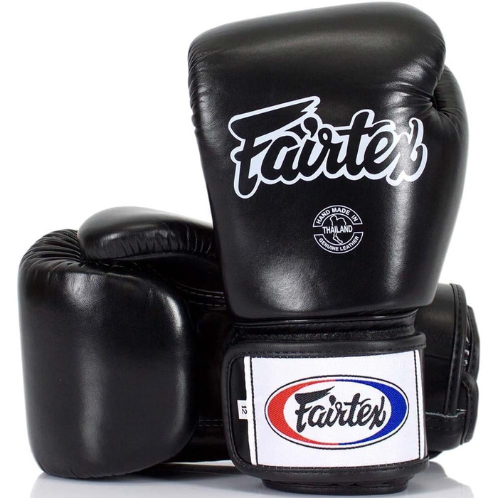 Шкіряні боксерські рукавички Fairtex щільно прилягають (BGV1) (Чорний - Чорний, 16 унцій)