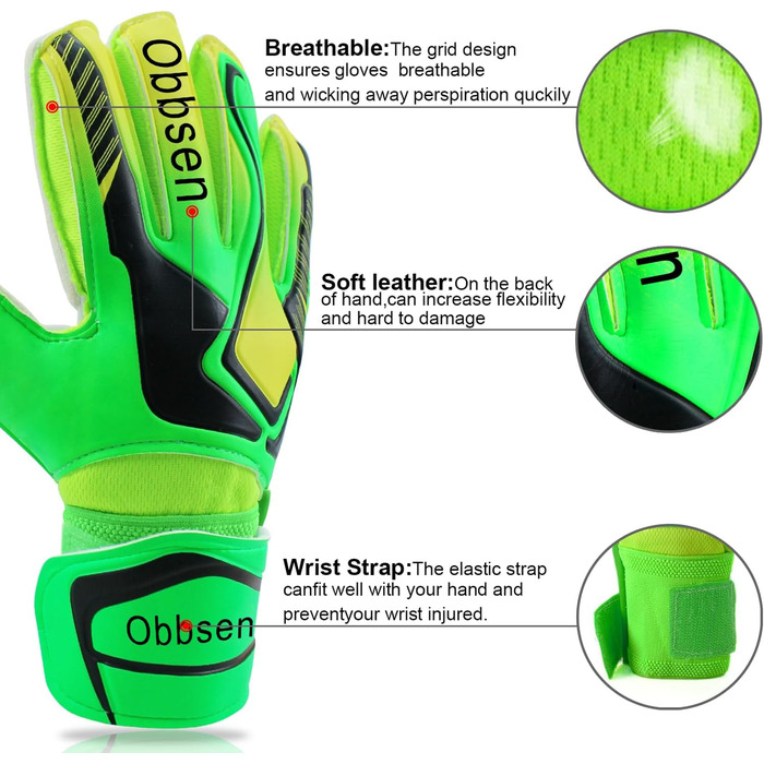 Рукавички воротарські Junior Unisex Super-Grip Fingersave зелені (р. 6)