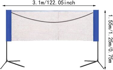 Сітка для бадмінтону LOVIVER, сітка для піклболу, чоловіча та жіноча, портативна сітка з підставкою, волейбольна сітка, тенісна сітка для внутрішнього та відкритого приміщень, задній двір, пляж (3.1м)