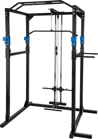 Силова станція tectake Power Rack для фітнесу, турнік подвійний, міцна сталева рама