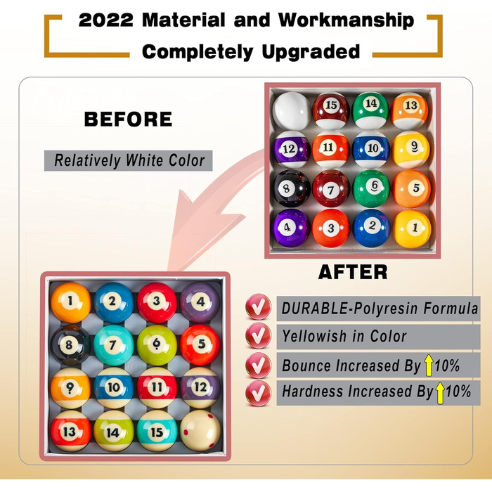 Більярдні кулі Аксесуари для більярдного столу 2-1/10,2 см Розмір правила 16 Більярдні кулі Більярдний набір (Преміум Яскравий)