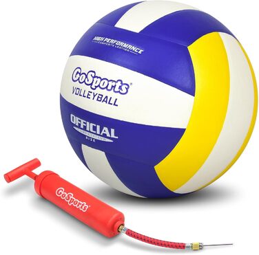 Волейбольний м'яч GoSports для залу, синтетична шкіра, стандартний розмір, з насосом