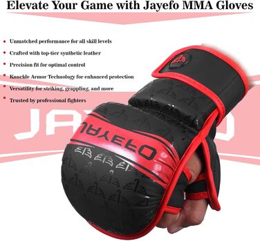 MMA рукавички Jayefo з відкритою долонею для спарингу та греплінгу, універсальні для чоловіків і жінок, підтримка зап'ястя, для MMA, боксу, муай-тай, кікбоксингу