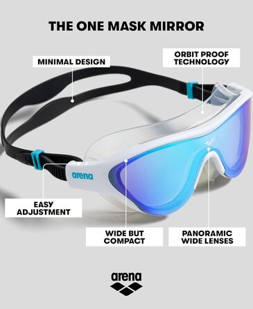 Окуляри для плавання ARENA Unisex The One Mask Mirror (упаковка з ук) NS СИНІЙ-БІЛИЙ-ЧОРНИЙ