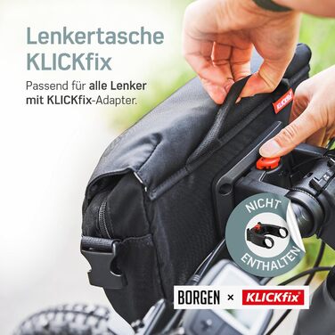 Велосумка Borgen KLICKfix на кермо, водостійка, 5 л, чорна