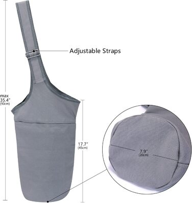 Сумка для килимка для йоги Ginsco, тримач килимка для йоги, з регульованим широким плечовим ременем, великою кишенею та кишенею на блискавці, підходить для більшості килимків, аксесуари для йоги для жінок, тренування, сірий