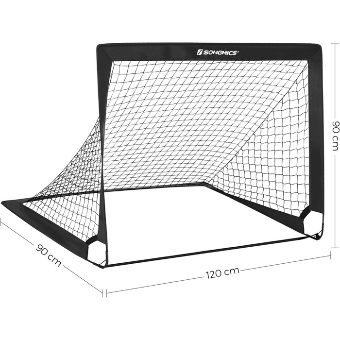 Футбольні ворота для дітей, набір з 2 шт. , висувні ворота, 90 x 120 x 90 см, швидка збірка, для саду, парку, пляжу, поручні зі скловолокна, оксфордська тканина та поліефірна сітка чорна