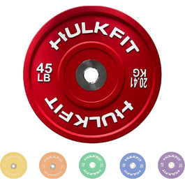 Олімпійський диск HulkFit з гумовим покриттям, кольоровий, 5,1 см, сталева вставка, для штанги, важкої атлетики, кросфіту, набір/пара/один