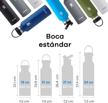 Термобутилка HYDRO FLASK 621 мл, вакуумна, нержавіюча сталь, спортивна пляшка з кришкою Flex Cap, стандартне горло, чорна, придатна для миття в посудомийній машині