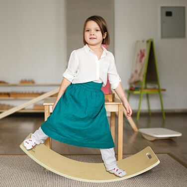 Дитяча балансувальна дошка CCLIFE з дерева, 85x30 см, з EVA-матом, Montessori-іграшка для дітей від 3 років