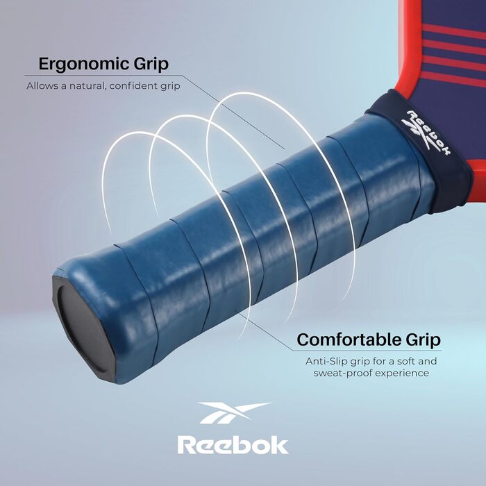 Reebok набір для піклболу на 2 особи, графітові контрольні ракетки, прецизійні м’ячі з 40 отворами, ідеально для спорту