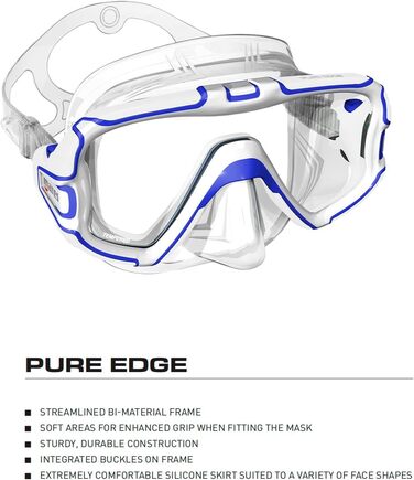 Маска для дайвінгу Mares Pure Edge, синій/білий, універсальний розмір