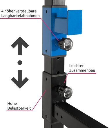 Силова станція tectake Power Rack для фітнесу, турнік подвійний, міцна сталева рама