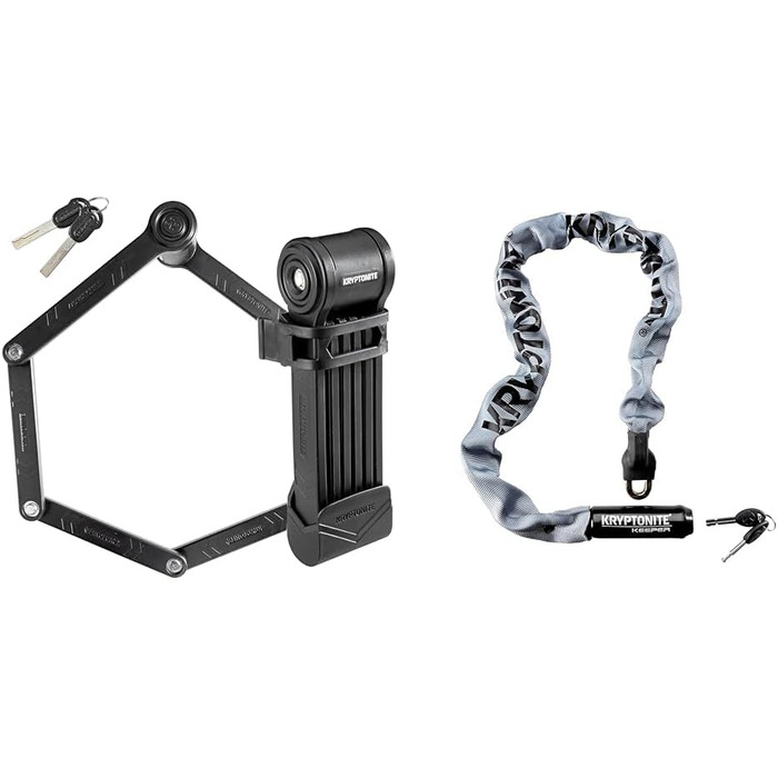 Велозамок Kryptonite Keeper 510 3мм/100см та ланцюговий замок Keeper 785 7мм/85см, чорний/сірий, протиугінний