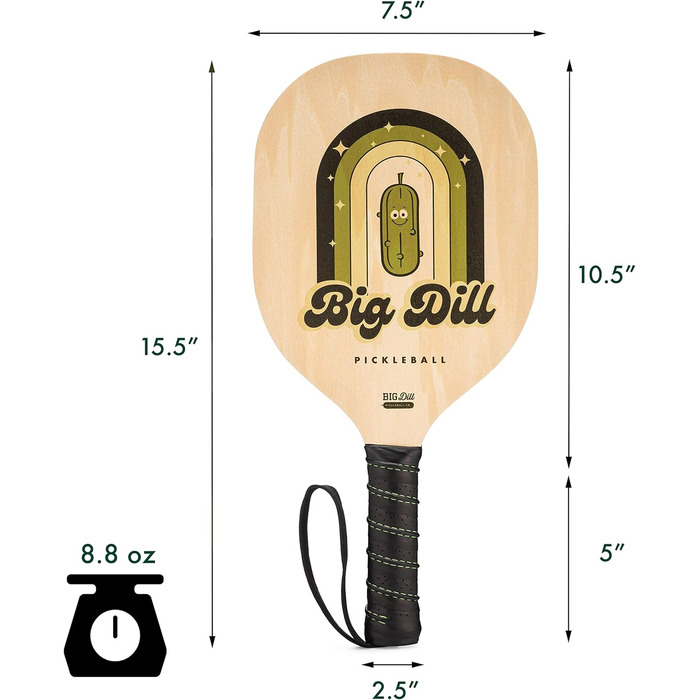 Набір Big Dill Pickleball Co. Superstar: 4 дерев'яні весла, 4 м'ячі, сумка