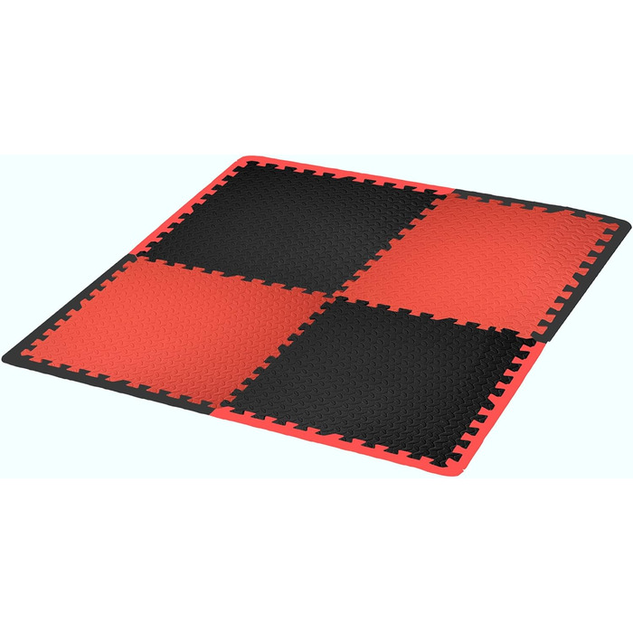Піна мат для підлоги Edukit EXTRA, 60x60 см, 2 см, 4 шт, червоний і чорний, товстий спортивний пазл для тренажерного залу, під важке обладнання