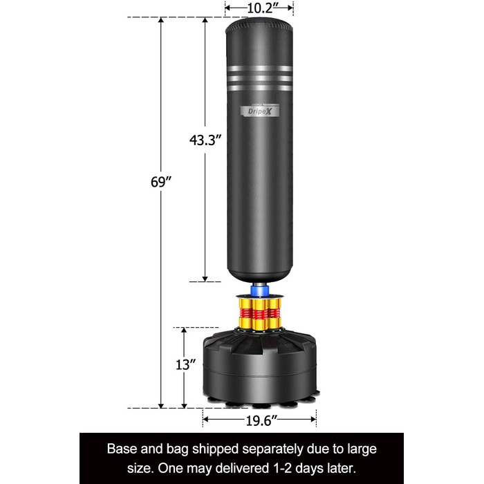 Боксерська груша Dripex важка з присоскою 175 см чорна