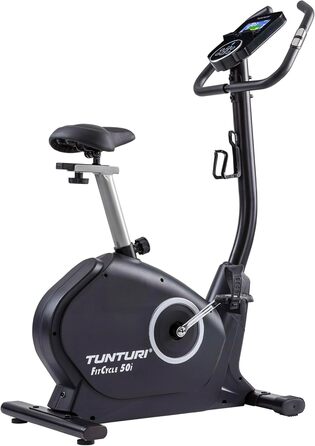 Велотренажер Tunturi FitCycle 50i/70i з LCD монітором Ергометр з додатком (Tunturi Routes & Zwift) Велосипед для домашнього тренажера на 32 кроки, датчик серцевого ритму, вантажопідйомність 150 кг (Tunturi Fitcycle 50i)