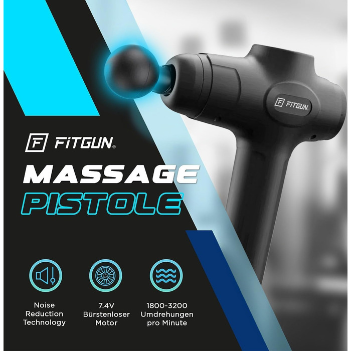 Масажний пістолет Fitgun Muscle Massager Портативний міні-масажний пістолет з 6 масажними головками для домашнього тренажерного залу Офіс Полегшення болю після тренування, чорний