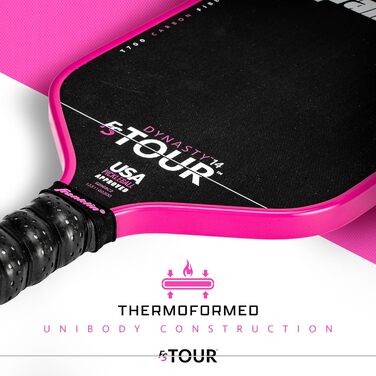 Професійна ракетка для піклболу Franklin Sports FS Tour Series з сирого вуглецевого волокна T700, цілісна конструкція з епоксидною смолою, затверджено USA Pickleball, моделі Dynasty і Tempo, 14/16 мм, сірий, синій, рожевий