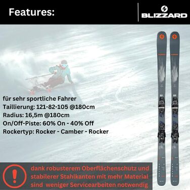 Гірськолижний лижний Allmountain Ski - Blizzard Brahma 82 - Rocker Camber Rocker - з кріпленням Marker TPC 10 Demo Z3-10 - для дуже спортивних лижників 180см