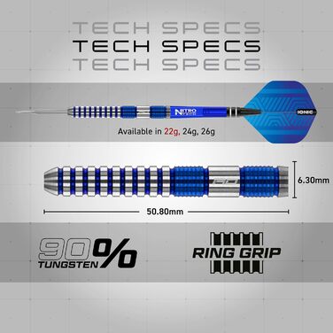 Професійний набір дротиків Red Dragon Polaris Wolfram з оперенням та стрижнями Nitrotech