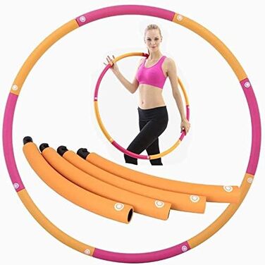 Обруч для фітнесу Hula Hoop обтяжений, знімний, 0,9кг, оранжево-червоний