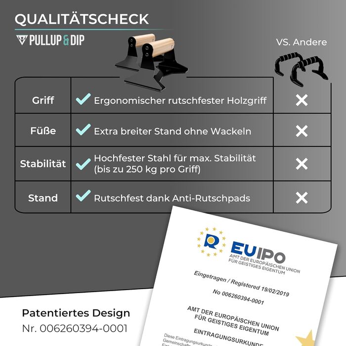 Ручки для віджимань PULLUP & DIP з ергономічною дерев'яною ручкою та надміцною сталлю - Нековзні бруси для віджимань Стійки на руках для силових тренувань та гімнастики