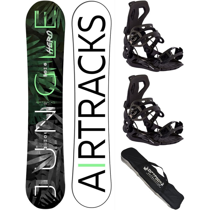 Набір чоловічих сноубордів Airtracks - Jungle Hero Hybrid Rocker Snowboard Wide - Сноуборд Binding Star або Master Fastec - Сумка для сноуборду 152 155 159 см Сноуборд 152 см Binding Master XL