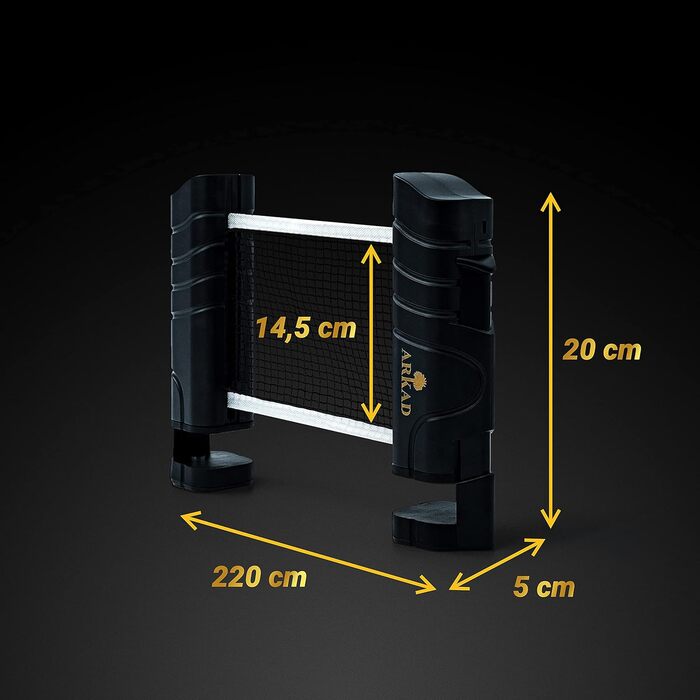 Сітка для настільного тенісу Arkad 225 см Найдовша сітка для настільного тенісу Стабільна та надійна Сітка для настільного тенісу для будь-якого столу Сітка для настільного тенісу на відкритому повітрі та в приміщенні Аксесуари для настільного тенісу