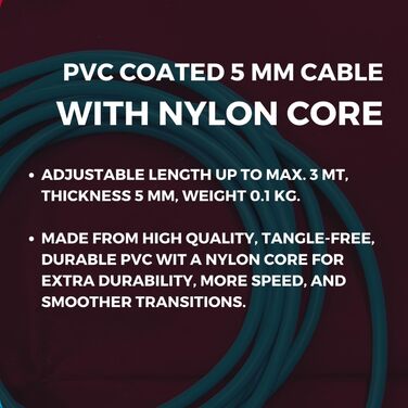 Скакалка Elevate Speed Rope MAX професійна, міцний ПВХ з нейлоновим осердям, 5 мм, довжина до 3 м, надміцні ручки