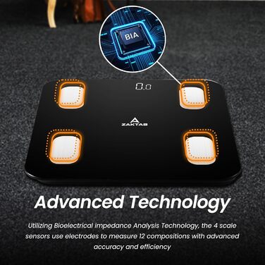 Розумна вага ZAKTAB Bluetooth з аналізом складу тіла, BMI, жиру, м'язів, LED-дисплеєм, авто-вимкненням, до 180 кг, загартоване скло
