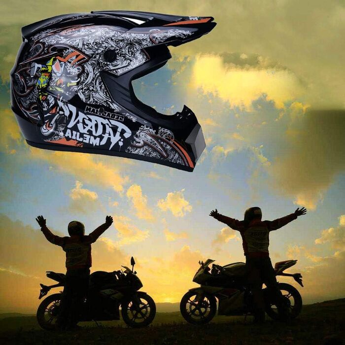 Комплект мотоциклетного шолома для дітей Volles Gesicht MTB Motocross з окулярами, рукавичками та маскою, для квадроцикла, ендуро, даунхіллу, захисне екіпірування