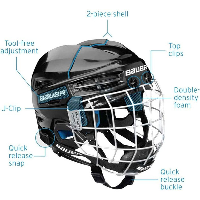 Шолом Bauer Prodigy із решіткою, One Size, синій