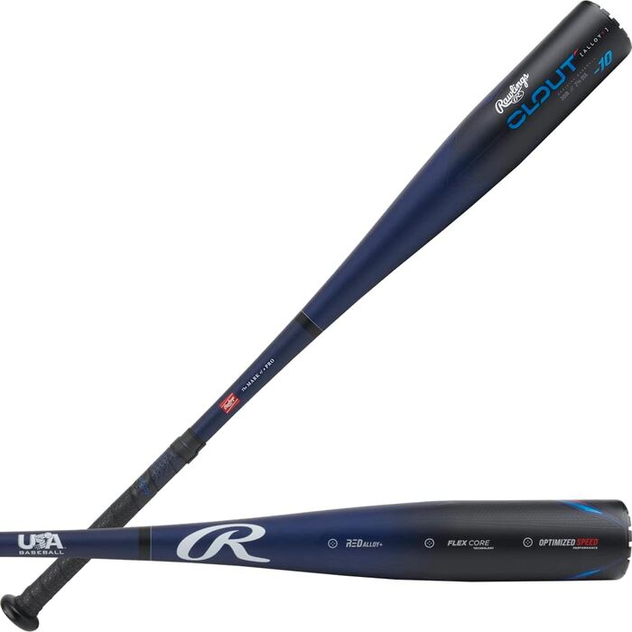 Дитяча бейсбольна біта Rawlings Clout 2023, алюмінієва, 76 см, -10, USA, цільна, 2 5/8 дюйма