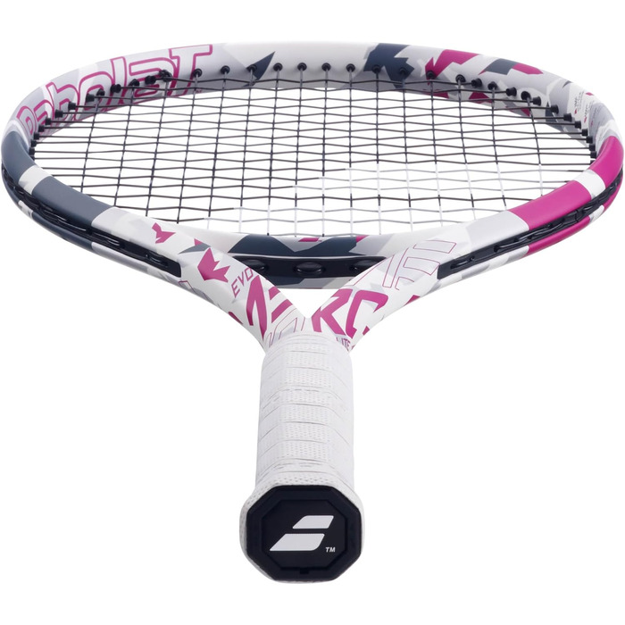 Ракетка Babolat Evo Aero Lite - біла/рожева, натягнута, розмір 0