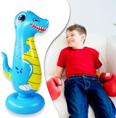 Боксерська груша Kids, Боксерська груша 120 см/125 см Стоячі діти, Окремо стояча боксерська іграшка Фітнес боксерська груша Надувна боксерська груша для зняття стресу (синій/120)