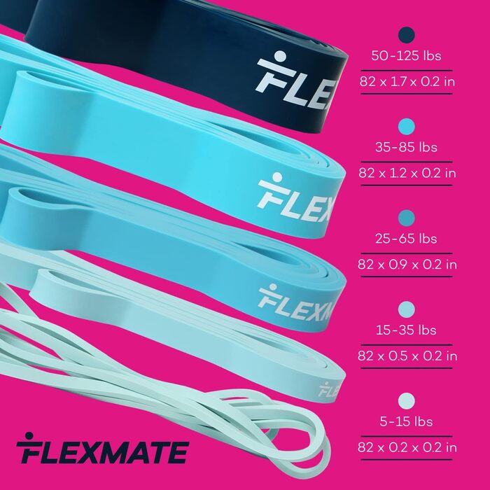 Стрічки опору Flexmate, 5 рівнів, асистент для підтягування, 100% латекс