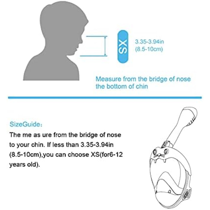 Маска для підводного плавання, маска для дайвінгу Jwintee Маска для підводного плавання Маска для всього обличчя, зручна, водонепроникна, захист від запотівання, панорамний огляд 180, кріплення для камери знімається за бажанням Зовнішній вигляд дуже приєм