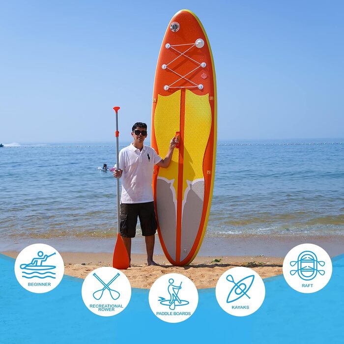 Легке розбірне весло FunWater SUP для сап-борду, 3 секції, регульоване, плаваюче, посилені нейлонові лопаті