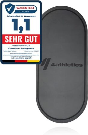 Килимок 4athletics CrossHero Jump-Mat овальний 139x62 см для стрибків зі скакалкою, йоги та фітнесу, 8 мм, протиковзкий, з ремінцем для перенесення, сірий