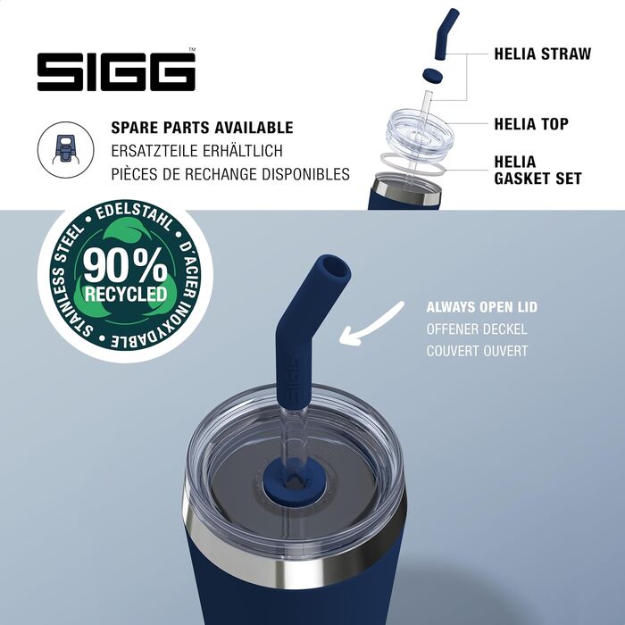 Кружка SIGG Helia 0,45/0,6 л зі скляною соломинкою та щіткою, без BPA