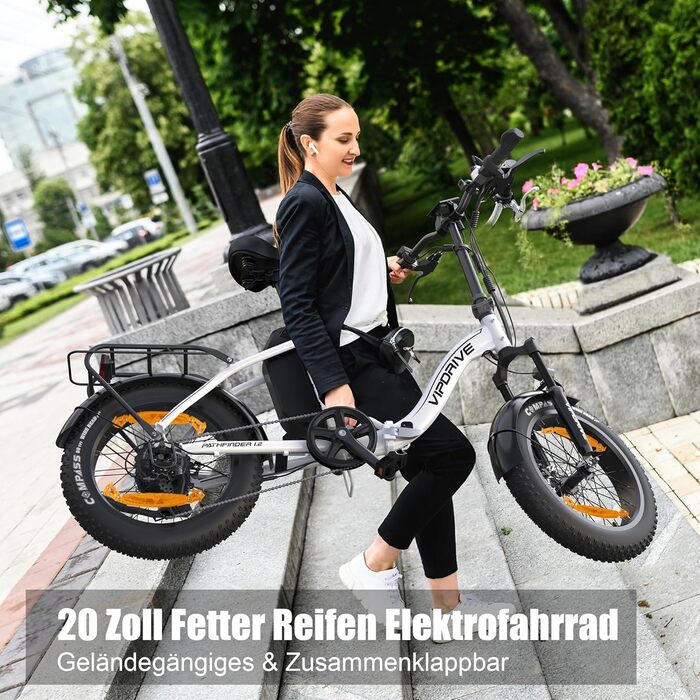 Велосипед складаний Vipdrive E-Bike 20', 48V13Ah, 7-швидкісний, LCD, білий