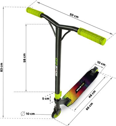 Трюковий самокат SOKE Evo для екстремальних поїздок у скейтпарку ABEC-9 хромовані сталеві вуглецеві підшипники PU колеса 88A Y-подібне кермо з ручками TPR алюмінієва дека зелена